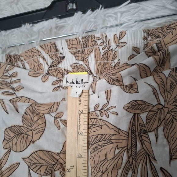 Nicole Miller Pants Womens Size Large Wide Leg Linen Blend Tropical Leaf Beachy - Picture 8 of 13